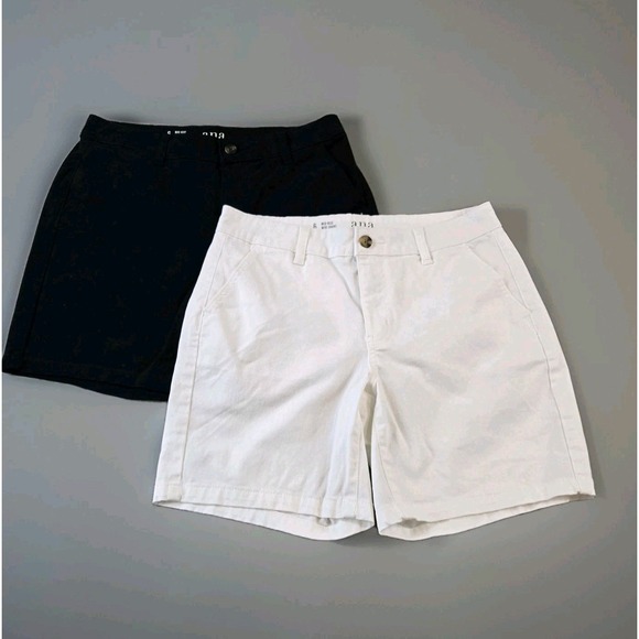 a.n.a Pants - Lot Of 2 A.N.A. Women's Twill Bermuda Shorts 1 White 1 Black 7" Inseam Size 6